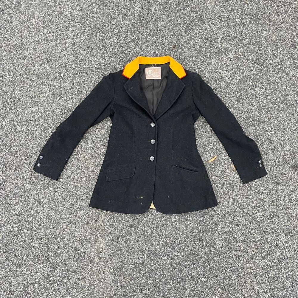 Ulysse-nardin 70s Black and yellow equestrian wool jacket with a western flair